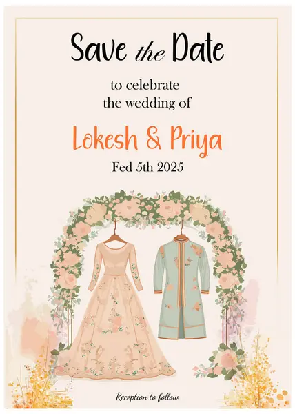 Çiftle Hint düğün davetiyesi