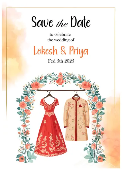 Çiftle Hint düğün davetiyesi