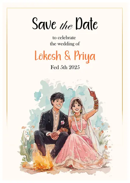 Çiftle Hint düğün davetiyesi