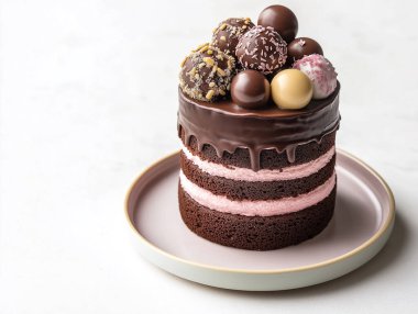 Kremalı ve çikolatalı kek.