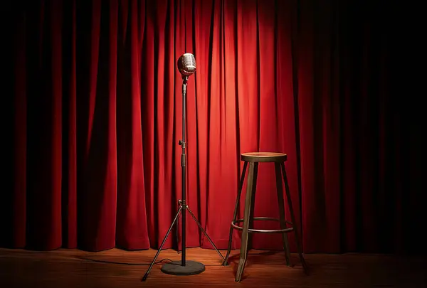 boş kırmızı sahne ve mikrofon