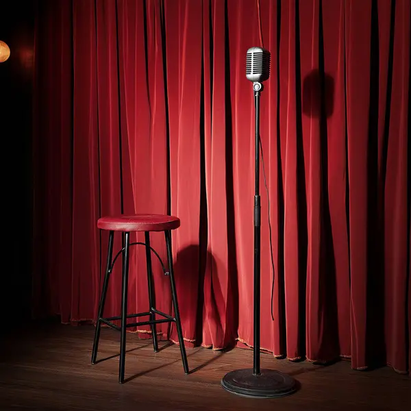 Boş odada kırmızı mikrofon