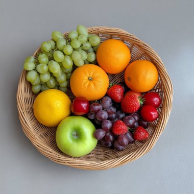 Beyaz arka planda taze meyveler