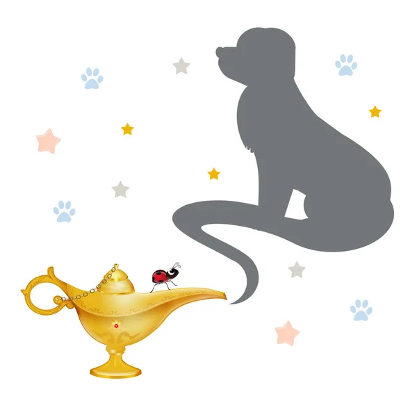 Illustration Genius Dog Magic Lamp — Stock Photo, Image