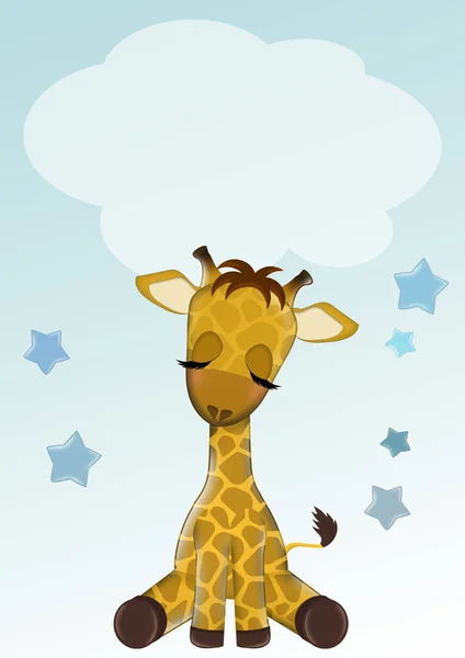 Cartão Anúncio Nascimento Para Menino Com Girafa — Fotografia de Stock