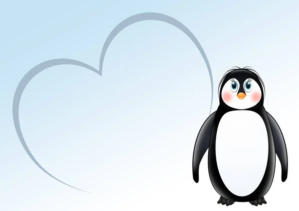 Tarjeta Anuncio Nacimiento Para Bebé Con Pingüino — Foto de Stock