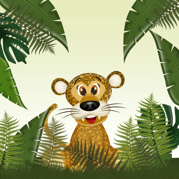 Ormandaki Komik Leoparın Resmi — Stok fotoğraf