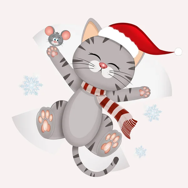 Ilustracja Śnieg Anioł Kot — Zdjęcie stockowe