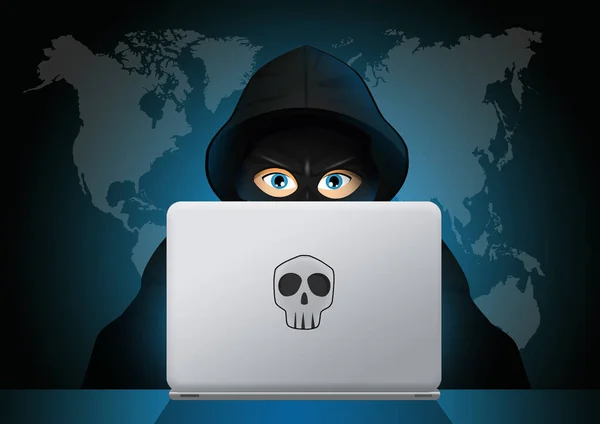 コンピュータに対するハッカーの攻撃の面白いイラスト — ストック写真