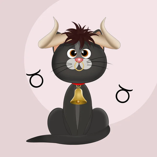 Illustration Katt Zodiaktecknet Taurus — Stockfoto