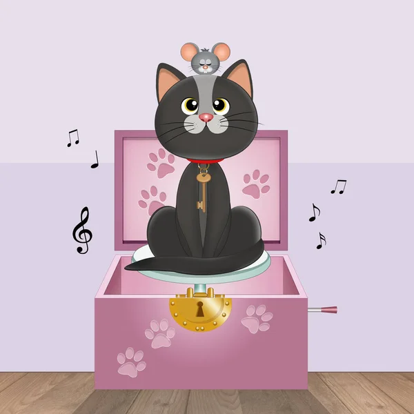 Illustration Katten Speldosan — Stockfoto
