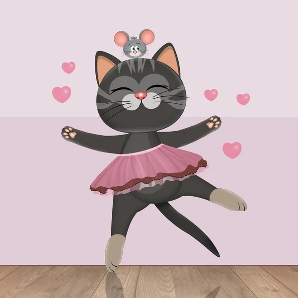 Táncos Macska Illusztrációja — Stock Fotó