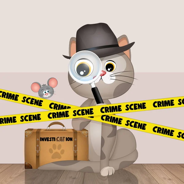 Illustration Kattdetektivutredningar — Stockfoto