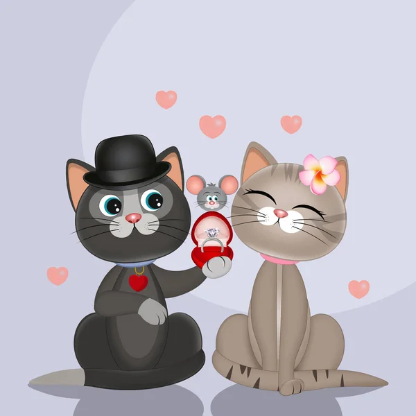 Illustration Two Kittens Love — Stock Photo, Image