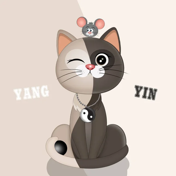 Lustige Illustration Der Zen Katze — Stockfoto