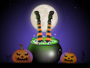 Çorbadaki cadı bacaklarının komik çizimi