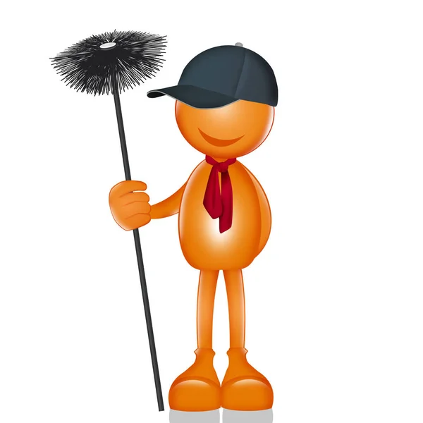 illustration of stylized little man chimney sweep