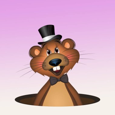 Mağaradaki dağ sıçanının komik bir çizimi.