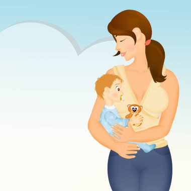 Oğlu olan bir kızın resmi.