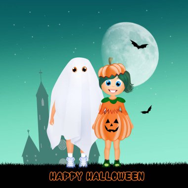 Cadılar Bayramı kartpostalının çizimi