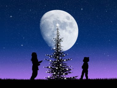 Noel ağacının etrafında insanlar