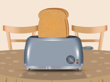 Kahvaltı için tost makinesinde tost çizimi