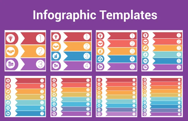 Modelli Infografici Frecce Orizzontali Colorate — Vettoriale Stock