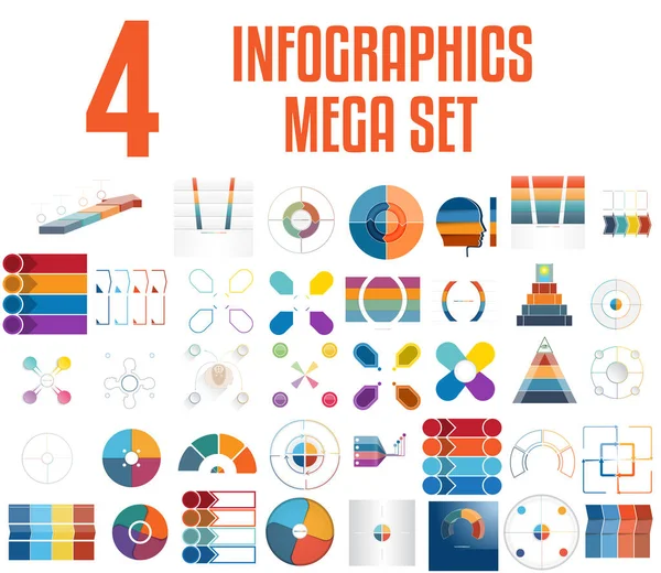 Mega Set Infographics Vector Template Positions — 스톡 벡터