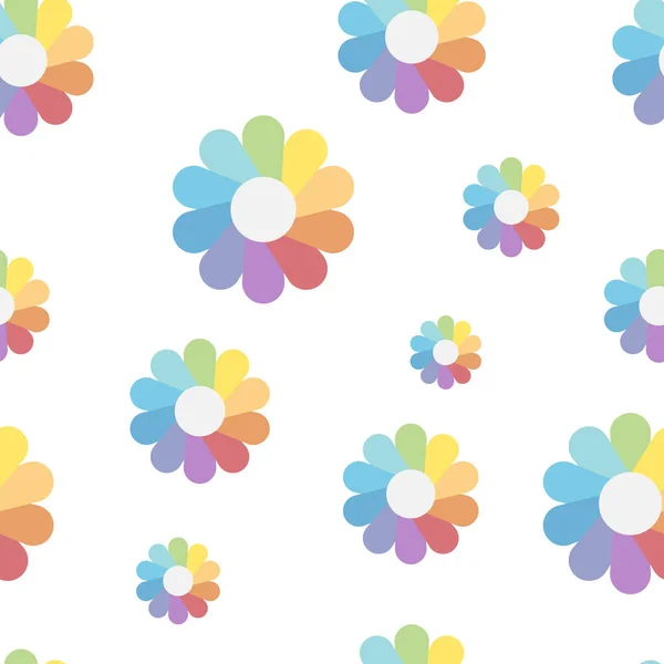 Απρόσκοπτη Μοτίβο Λουλούδι Δέκα Χρωματιστά Πέταλα — Διανυσματικό Αρχείο
