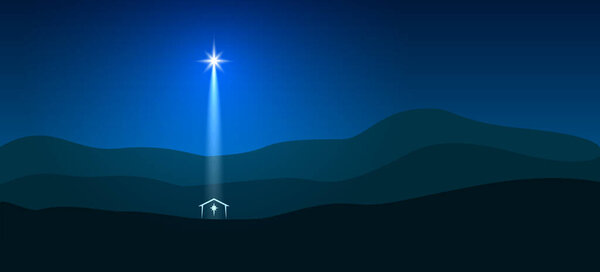 Star of Bethlehem. Dark blue night background.