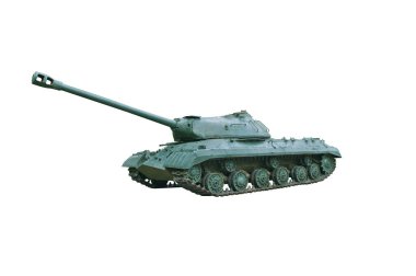  Beyaz arka planda izole edilmiş eski askeri tank