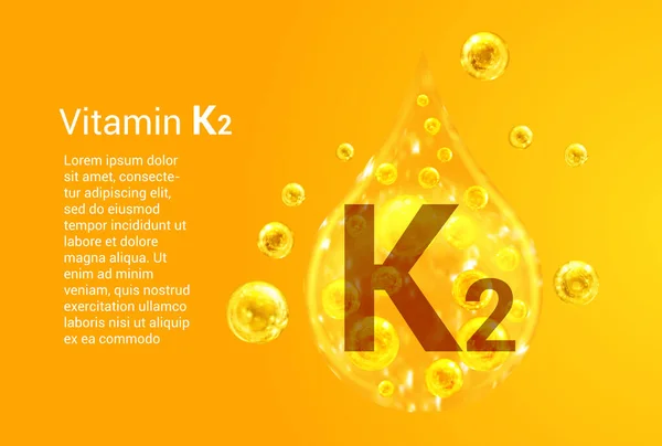Vitamine Baner Met Vectorafbeeldingen Van Gouden Druppels Met Zuurstofbellen Gezondheidsconcept — Stockvector