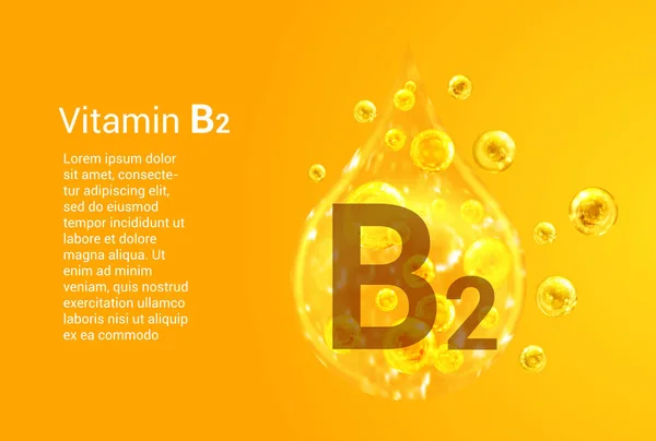 Βιταμίνη Baner Διανυσματικές Εικόνες Χρυσών Σταγόνων Φυσαλίδες Οξυγόνου Έννοια Υγείας — Διανυσματικό Αρχείο