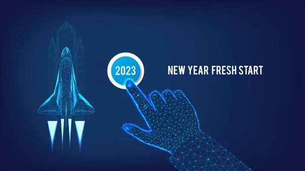 Ξεκινήσουμε Από Την Αρχή Αρχή Της Πρωτοχρονιάς 2023 Στο Κουμπί — Διανυσματικό Αρχείο