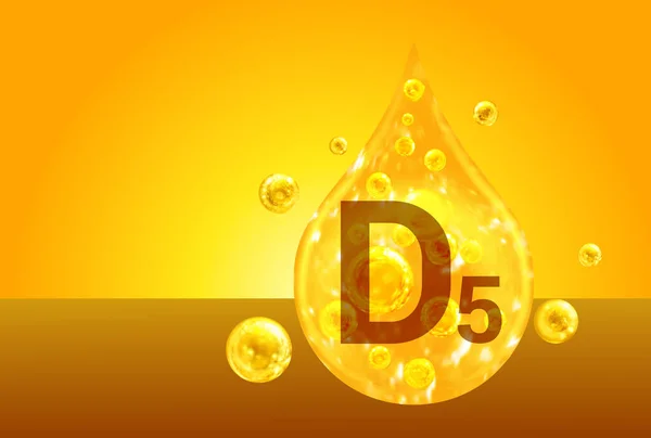Vitamine Gouden Druppels Met Zuurstofbellen Gezondheidsconcept — Stockfoto