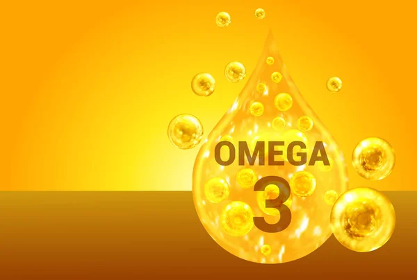 Omega Gouden Druppels Met Zuurstofbellen Gezondheidsconcept — Stockfoto