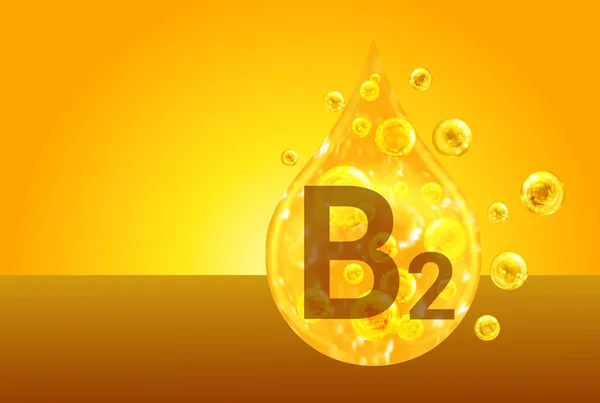 ビタミンB2 酸素泡で黄金の滴 健康コンセプト — ストック写真