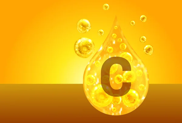 Vitamin Golden Drops Oxygen Bubbles Health Concept — Stock Photo, Image