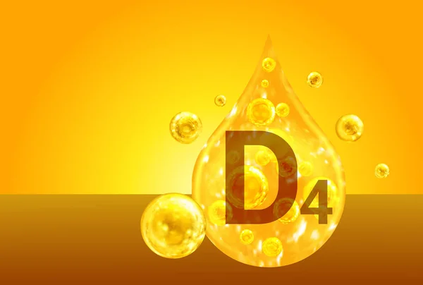 ビタミンD4 酸素泡で黄金の滴 健康コンセプト — ストック写真