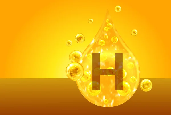Arany Vitamin Cseppek Oxigénbuborékokkal Egészségügyi Koncepció — Stock Fotó