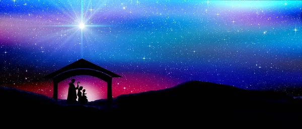 Beytüllahim Yıldızı ya da Kırismıs Yıldızı. İsa 'nın ailesinin siluetleri yemlikte Meryem ve Yusuf' un 