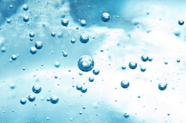 Su altı yapısı. Sudaki hava oksijen kabarcıkları. Makro 