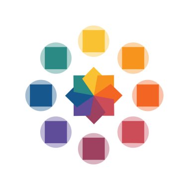 Beyaz arkaplanda 8 konum için dairesel bilgi grafikleri