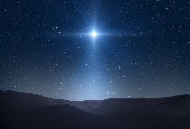 Star of Bethlehem, or Christmas Star. Bright star in the starry night sky clipart