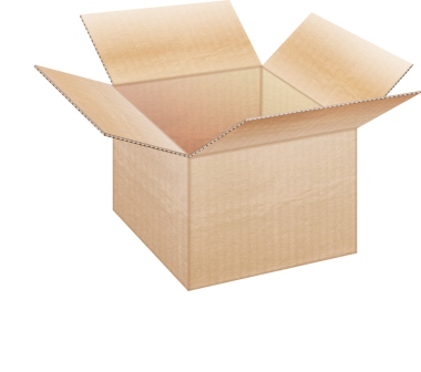 Gerçekçi açık karton kutu izole