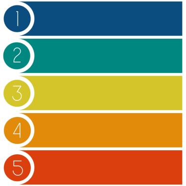 Beş pozisyonda metin alanları olan Renkli şeritlerden şablon