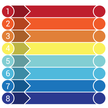 Infographic renk grafiği bilgi grafiği 8 konum. sunum şablonu tasarımı.