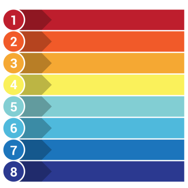 Renkli Infographic spektrum renk grafiği bilgi grafiği 8 konum. sunum şablonu tasarımı.