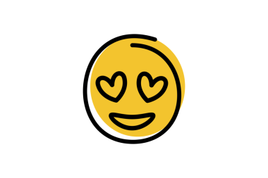 Heart Eyes, soyut çizgili, sarı taban renginde emoji ile yüzleşir. duygu simgesi vektörü simgesi.