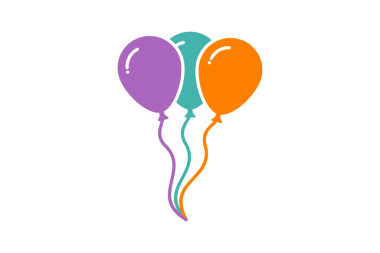 Şeffaf arkaplanda renkli Balon çizimi